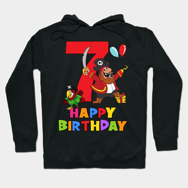 7th Birthday Party 7 Year Old Seven Years Hoodie by KidsBirthdayPartyShirts